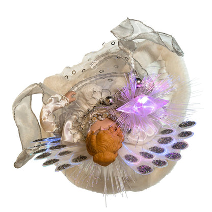 Kurt Adler LED Fiber Optic Angel Figurine, 12-Inch, White and Silver