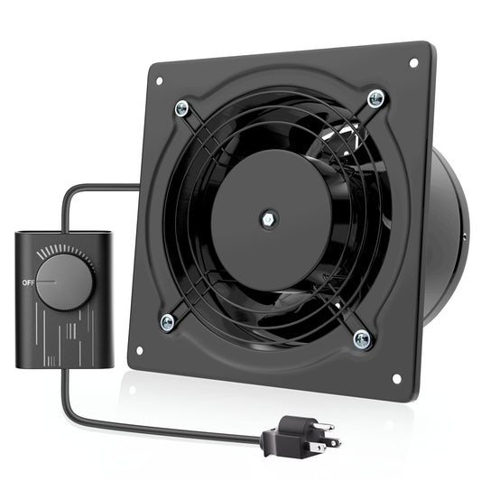 HG Power 6 Inch Exhaust Fan with Speed Controller, 308CFM Wall Exhaust Fanfor Kitchen, Bathroom, Metal Extractor Fan for Pet Room, Smoking Room, Attic, Garage, Window Ventilation