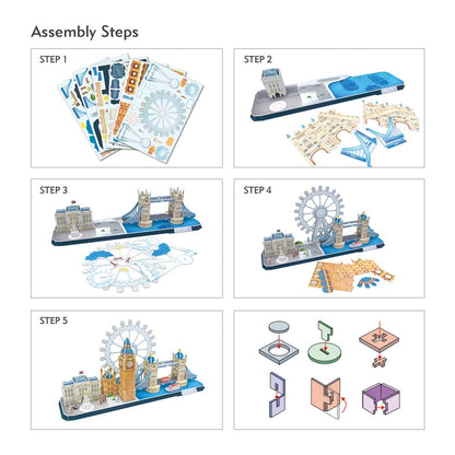 CubicFun 3D Puzzles UK London Bridge Big Ben City Skyline Jigsaw Puzzle for Kids Adults DIY Building Model Kits for Kids Adults, 107 Pieces
