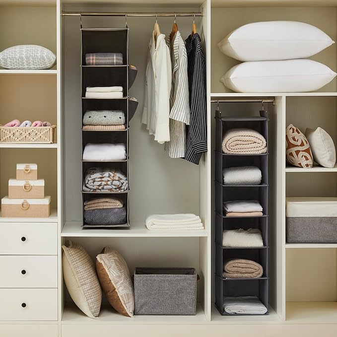 YOUDENOVA Hanging Closet Organizer, 6-Shelf Closet Hanging Storage Shelves