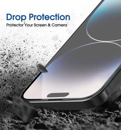 amFilm Easiest Installation OneTouch for iPhone 15 Pro Max Screen Protector [6.7 Inch] Tempered Glass + Camera Lens Protector, Auto-Alignment Tech, Bubble Free, Case Friendly, Anti-Scratch [2+2 Pack]