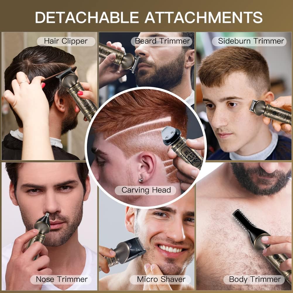 Surker Professional Beard Trimmer Kit - Zero Gapped T-Blade Electric Shaver, Nose & Body Trimmer - Cordless Grooming Kit 7 in 1