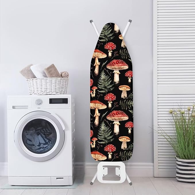 Mushroom Print Ironing Board Cover, Tropical Leaves Printed Iron Board Cover