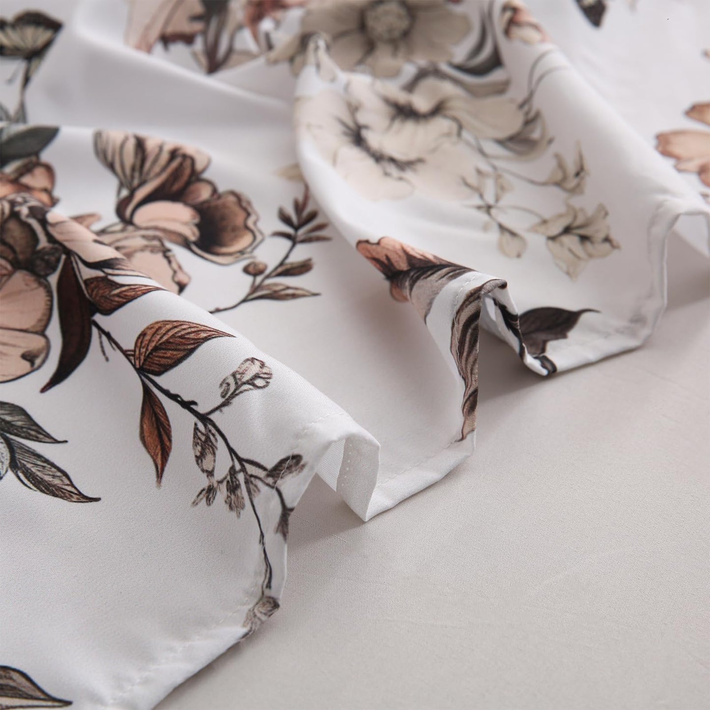 LONAVA Floral Queen Size 6 Pcs Sheet Set, Breathable Microfiber Deep Pocket Light Grey Fitted Sheets, Comfy & Breathable Patterned Flat Sheets,4 Gentle Soft Pillowcases, Withered Flowers