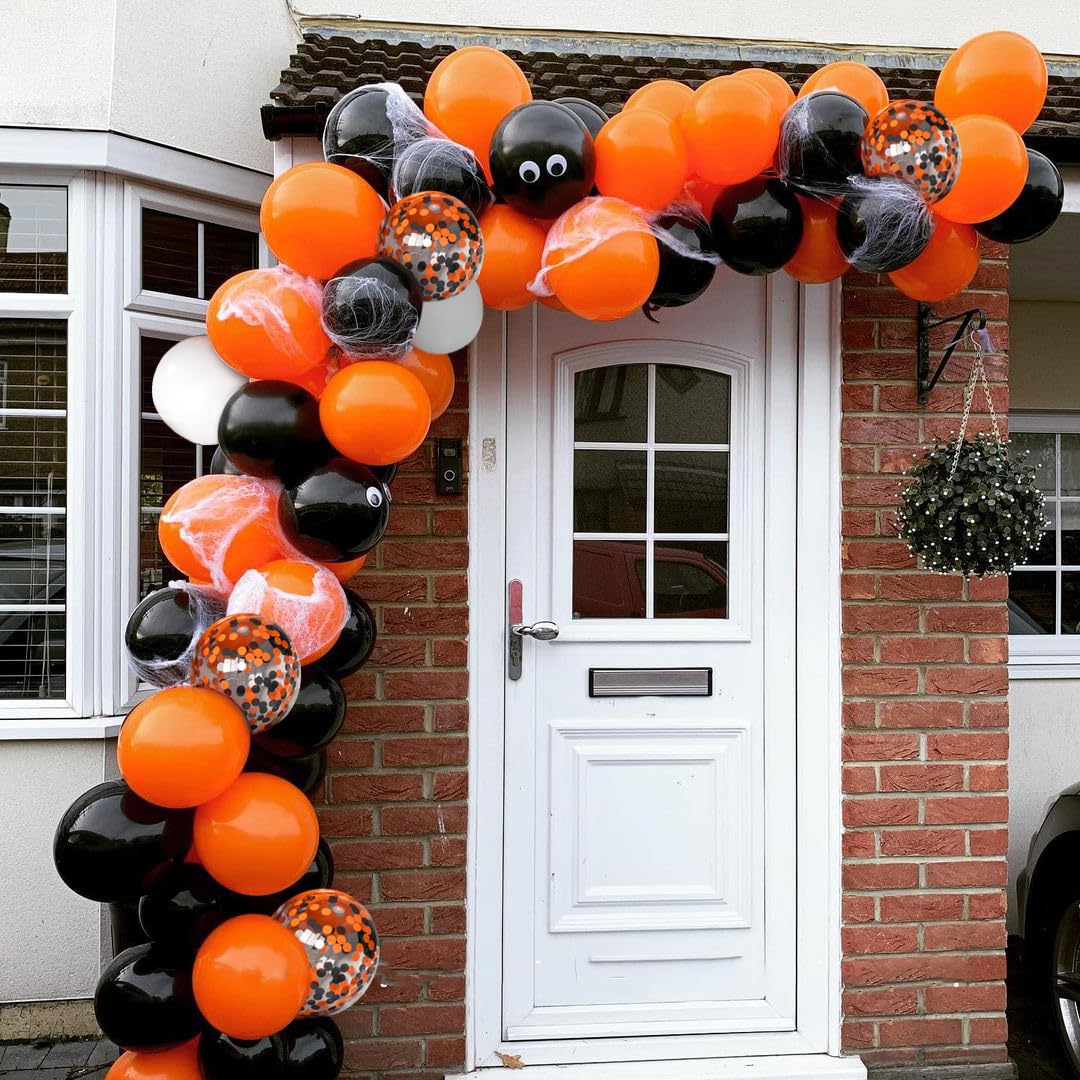 Halloween Balloons Black Orange Balloons Set, 50Pcs 12inch Black White Orange Confetti Latex Balloon Halloween Balloon for Celebration Party Bar Anniversary Graduation Decoration