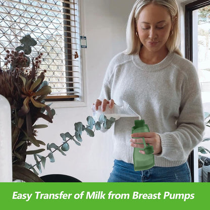 haakaa Silicone Breast Milk Storage Bag 9 oz- Reusable Milk Collector Freezer Bag for Breastfeeding Mom - Baby Food Storing Yummy Pouch - Breast Pump Bag -Leakproof - 5 Count