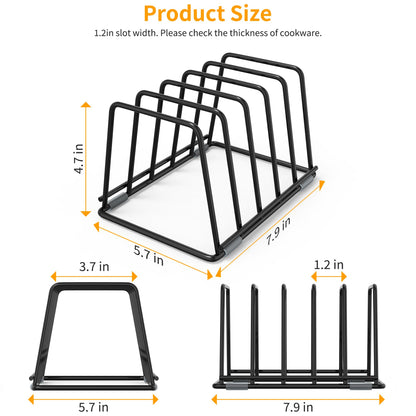 LAEMYFYRE Cutting Board Organizer Kitchen Organizer Rack for Cutting Board, Bakeware, and Cookie Sheet, 5-Slot Heavy-Duty Steel Cookware Holder,Rust-Resistant with Anti-Slip Feet (2, Small)