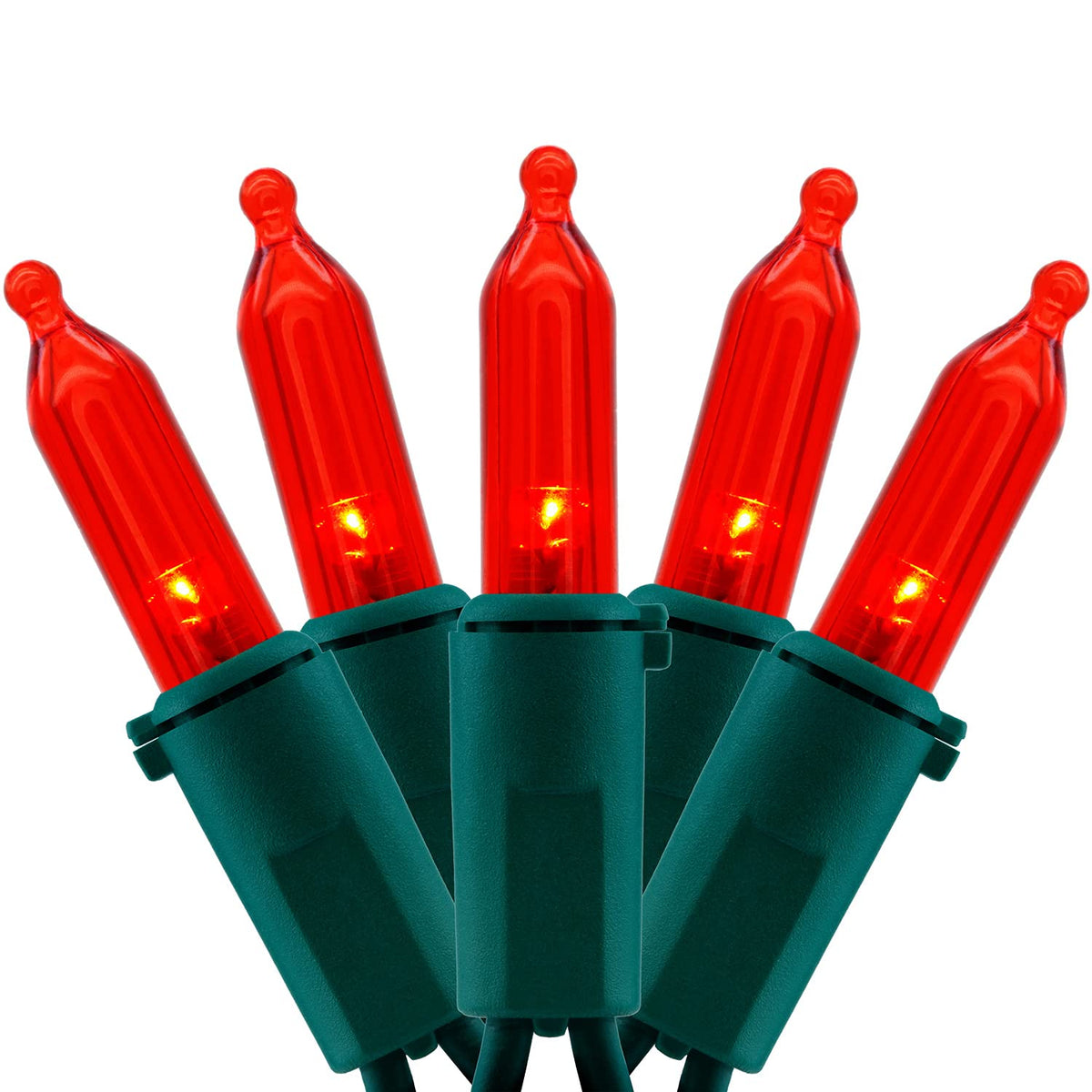 YULETIME 200 Red LED Christmas Lights, 66 ft Green Wire UL String Light