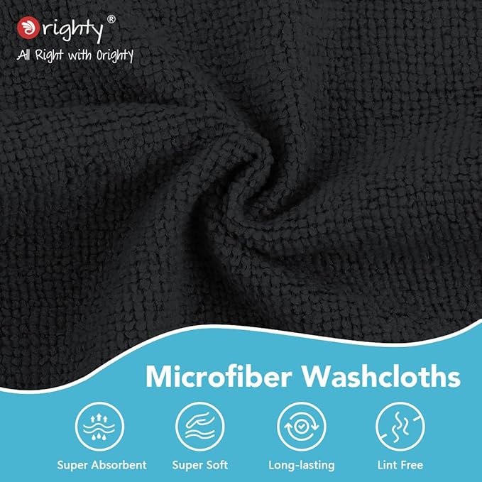 Orighty Washcloths, 20 Pack Microfiber Face Towels, Highly Absorbent and Soft