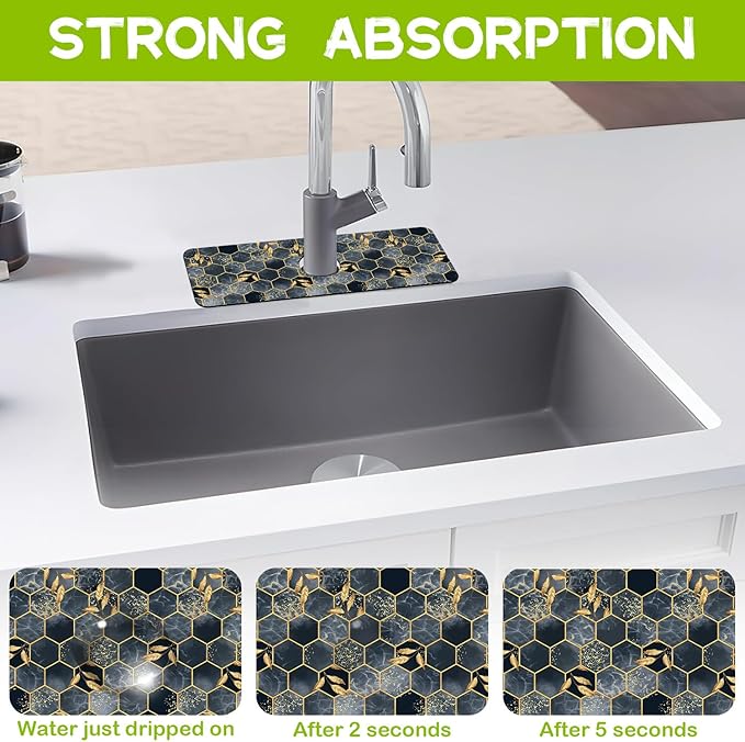 Kitchen Sink Splash Guard Faucet Mat Super Absorbent Fast Drying Mat Guard