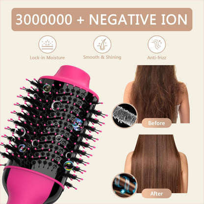 Hair Dryer Brush Blow Dryer in One, Upgraded 4 in 1 Hair Dryer and Styler Volumizer with Negative Ion Anti-frizz Ceramic Titanium Barrel Hot Air Hair Straightener Brush