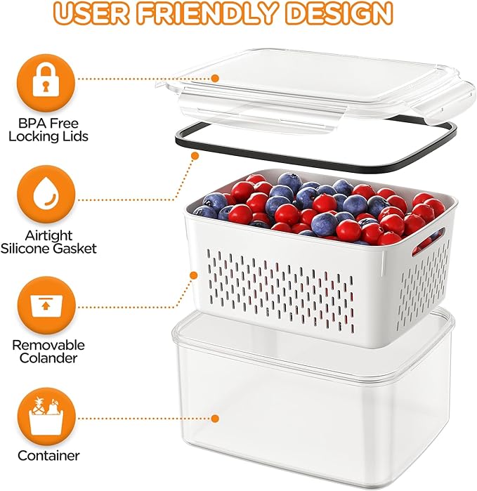 6 PCS Fruit Storage Containers for Fridge