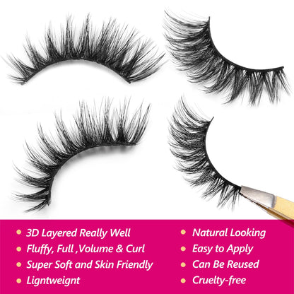 Eliace False Eyelashes 15 Pairs Cat Eye-Lashes 3D Mink Lashes,Spiky Wispy Natural Long Faux Mink Lashes Strips Soft & Reusable Makeup Professional Fake Eyelashes Pack | Trish Style