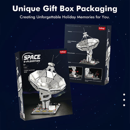 Sosuy Space Exploration Radio Telescope Building Blocks Set, STEM Toys for Boys 8+, Satellite Communication Base Model, Space-Themed Kit for Kids Adult Teens Girls Display