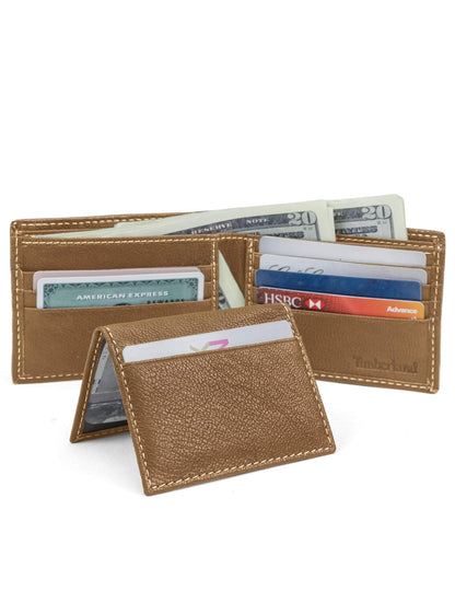 Timberland Men's Leather RFID Blocking Passcase Security Wallet Tan Genuine Leather RFID Blocking Security Wallet