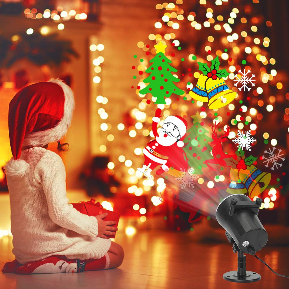 Christmas Halloween Lights Projector,Waterproof IP65 Indoor Motion Remote Control 10W LED Projector, 16 Slides Holiday Light Party Outdoor Garden House Apartment Kids Room Night Light