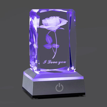 hochance 3D Rose Crystal Night Lamp with Adjustable LED Multicolor Lights for Girlfriend, Wife - Valentine's Day, Anniversary,Birthday Presents, Christmas Gifts for Her