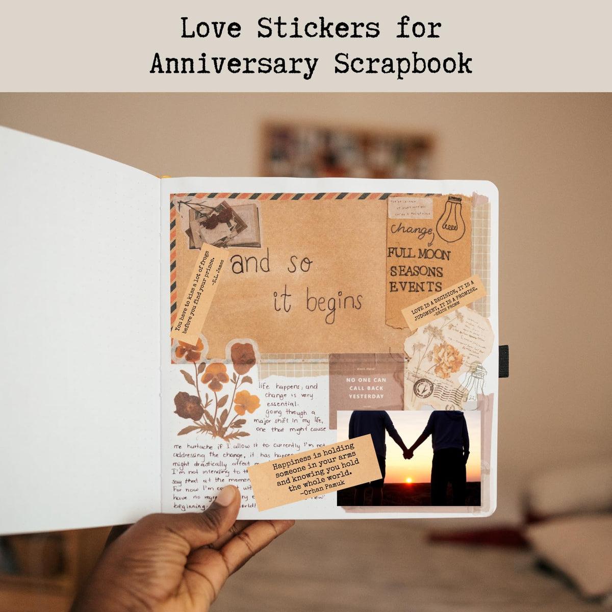 TriluckyDeco Wedding Scrapbook Stickers Love Quotes Vintage,Couples Lover Themed Anniversary Photo Album Retro Ephemera Scrap Booking Supplies Aesthetic Junk Journal Journaling for Adults Art Collage