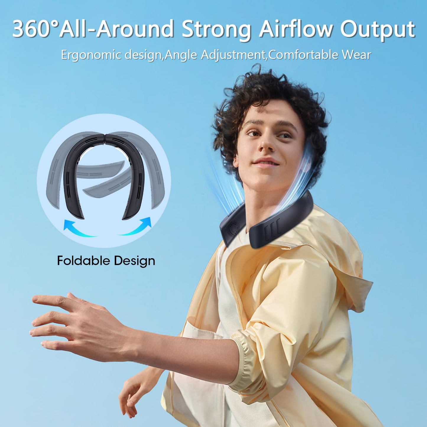 Kukiwhy Upgraded Neck Fan, 4 Pcs Turbo 6000mAh Portable Neck Fan, 360° Adjustable Handheld Fan, Bladeless USB Personal Fans for Outdoor and Indoor