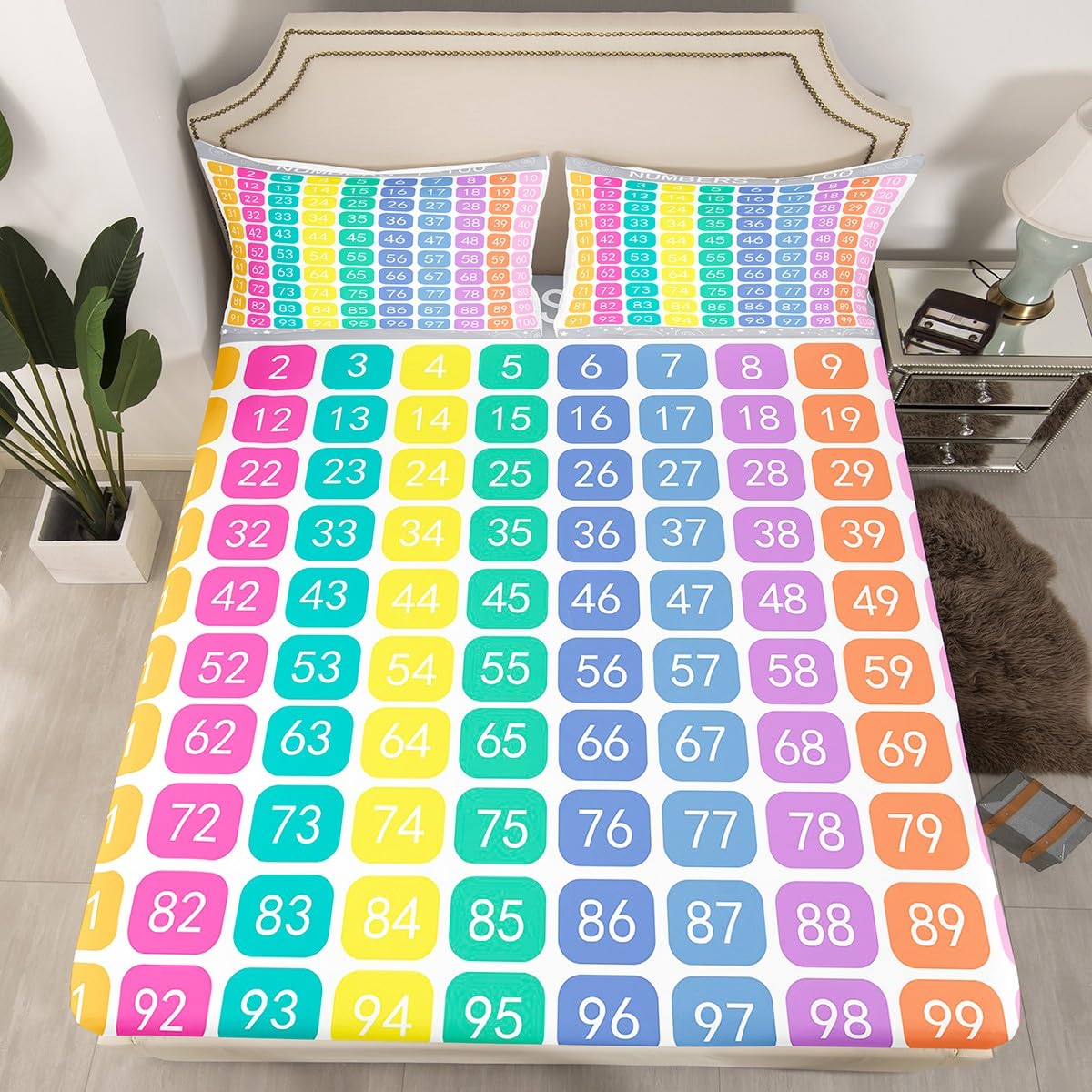 Numbers Alphabet Fitted Sheet Twin, Cartoon Alphabet Bedding Set - Educational Bed Sheet Set for Kids Learning Time 2Pcs