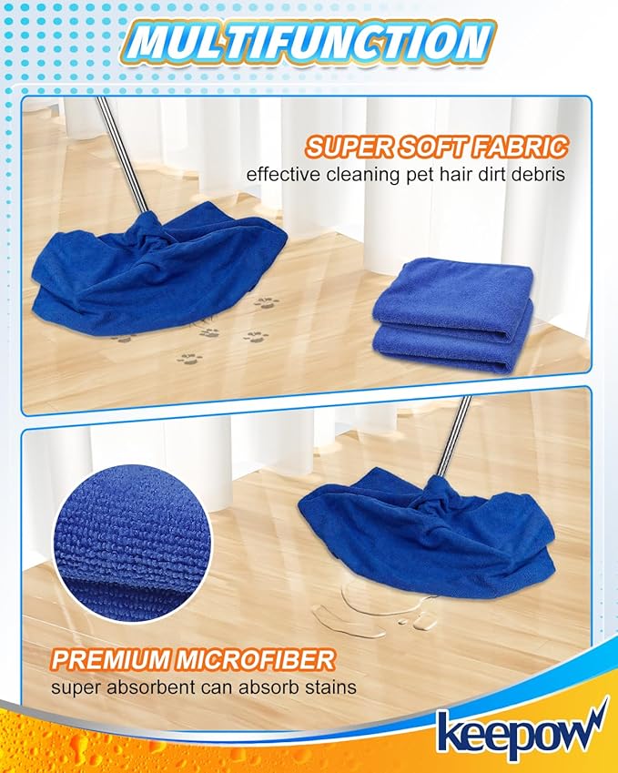 KEEPOW 6PCS Extra Large Microfiber Cleaning Cloth, Lint and Streak Free