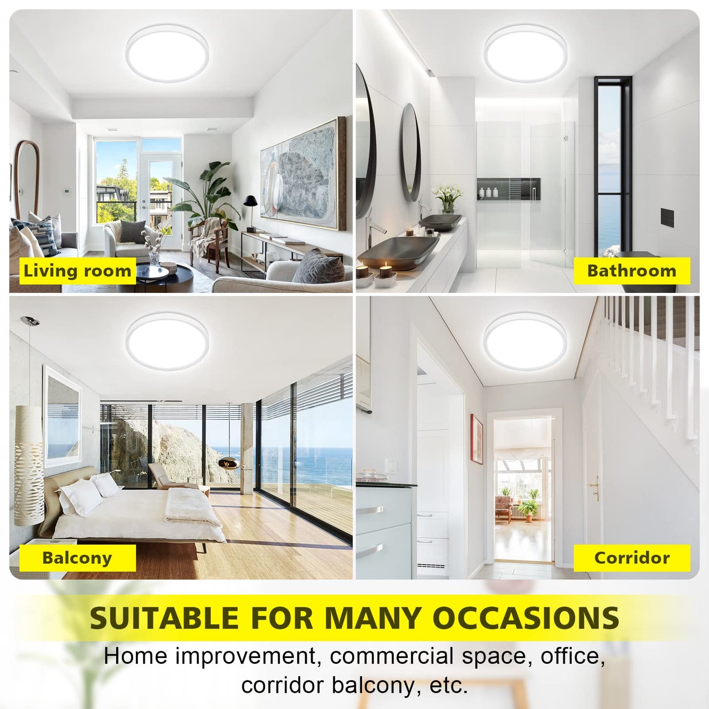 Befurglor 24W LED Ceiling Light Ø 28.5cm, 5000K Daylight White 2200LM,150W Equivalent, Modern LED Ceiling Lamp for Living Room,Bedroom, Kitchen, Bathroom, Hallway, Office