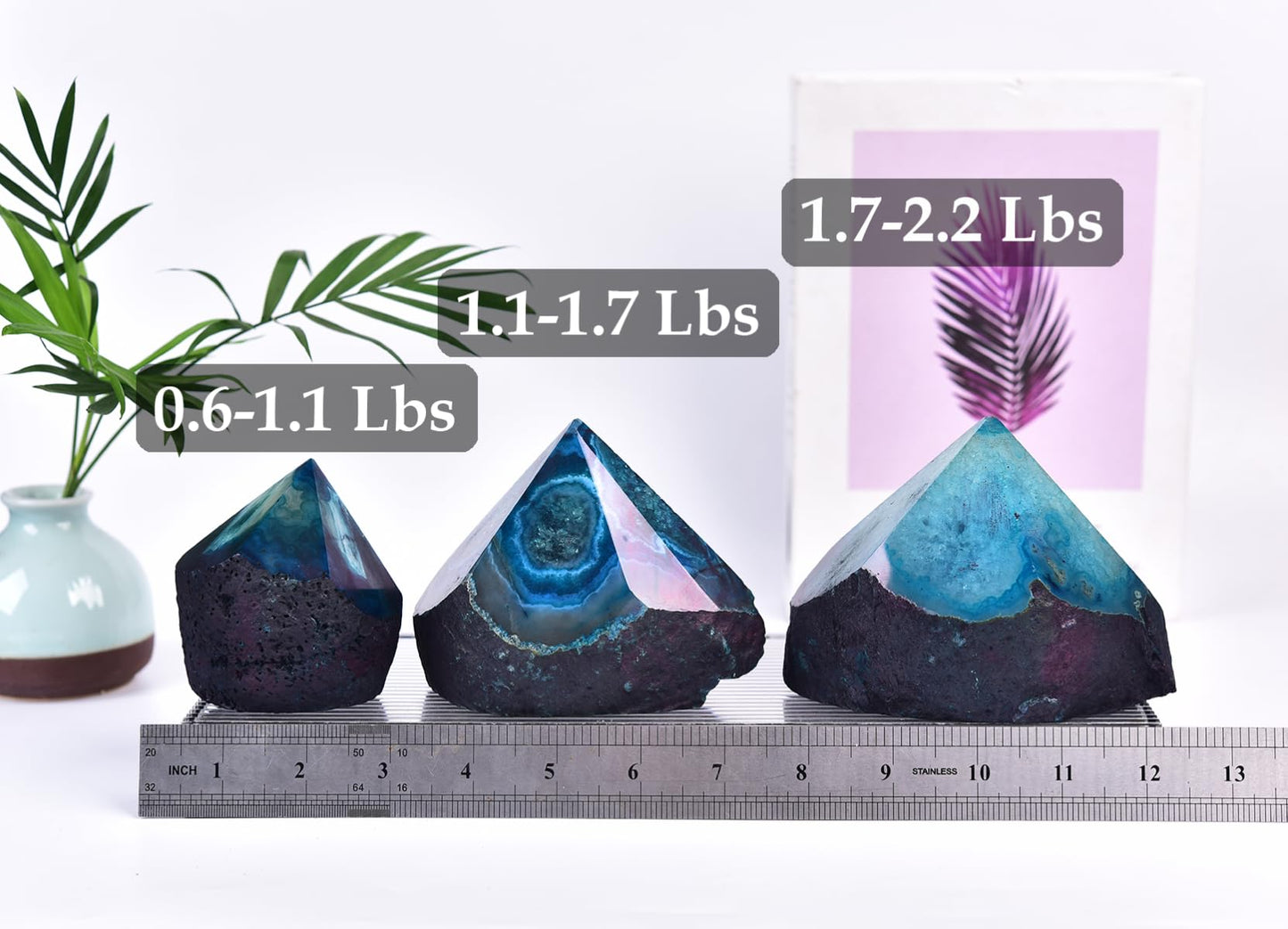 VIZYTOU Agate Stone Wand Irregular Column 0.6-1.1 Lbs Dyed Teal for Bohemian Theme Relaxation Nook Mini Garden Figurine Desktop Decor