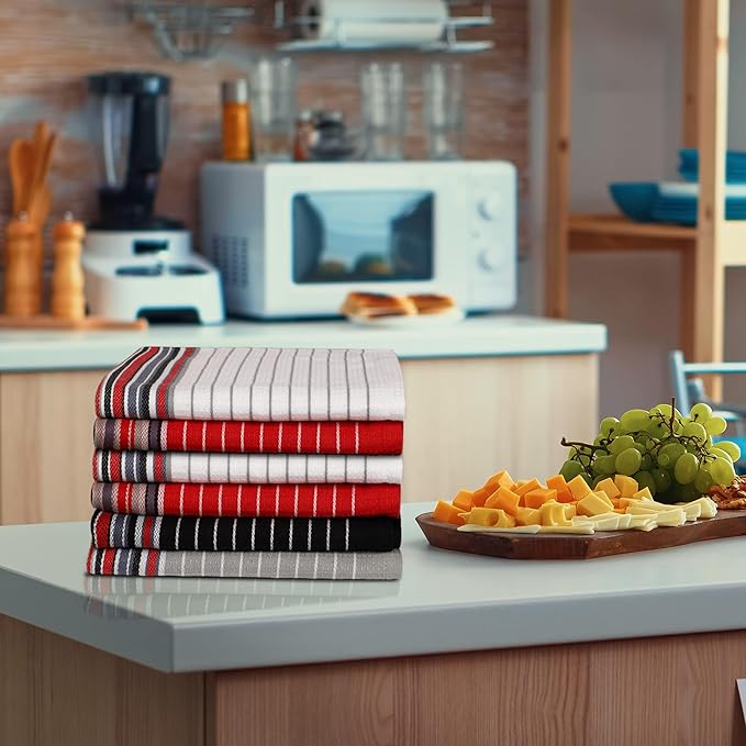 Urban Villa Kitchen Towels Extra Large Premium Salsa Stripes Dish Towels
