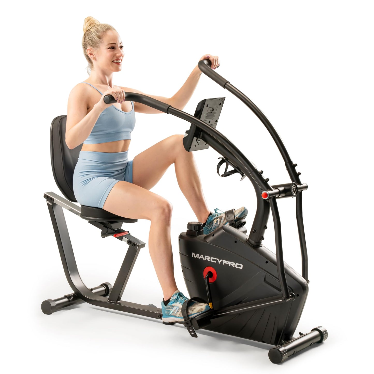 Marcy Dual Action Cross Training Recumbent Exercise Bike with Arm Exercisers, Gym Equipment for Work from Home Fitness, Black JX-7301