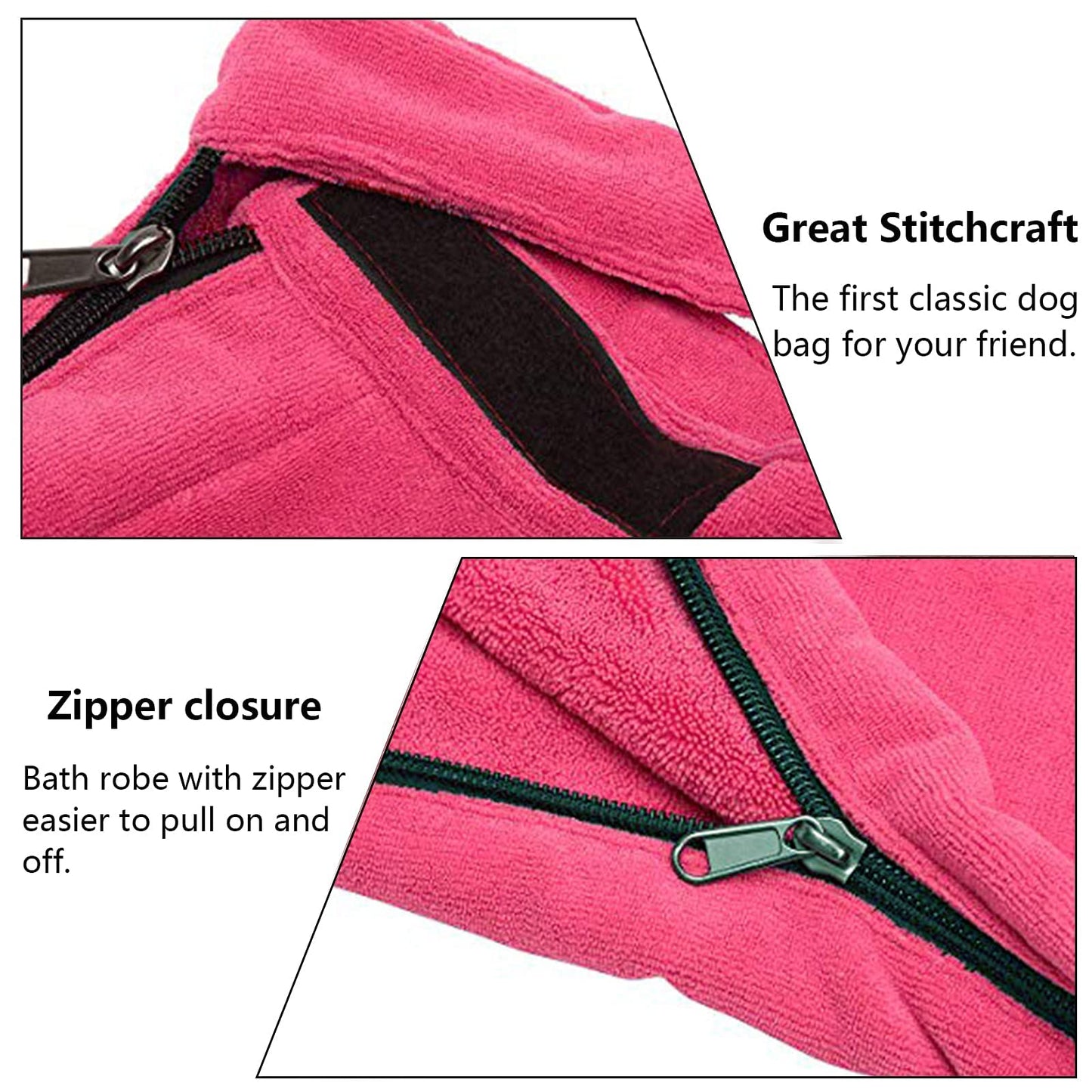 Morezi Dog Bathrobe Towel, Dry Fast Dog Bag, Microfibre Fast Drying Super Absorbent Pet Dog Cat Bath Robe Towel - Red - Small