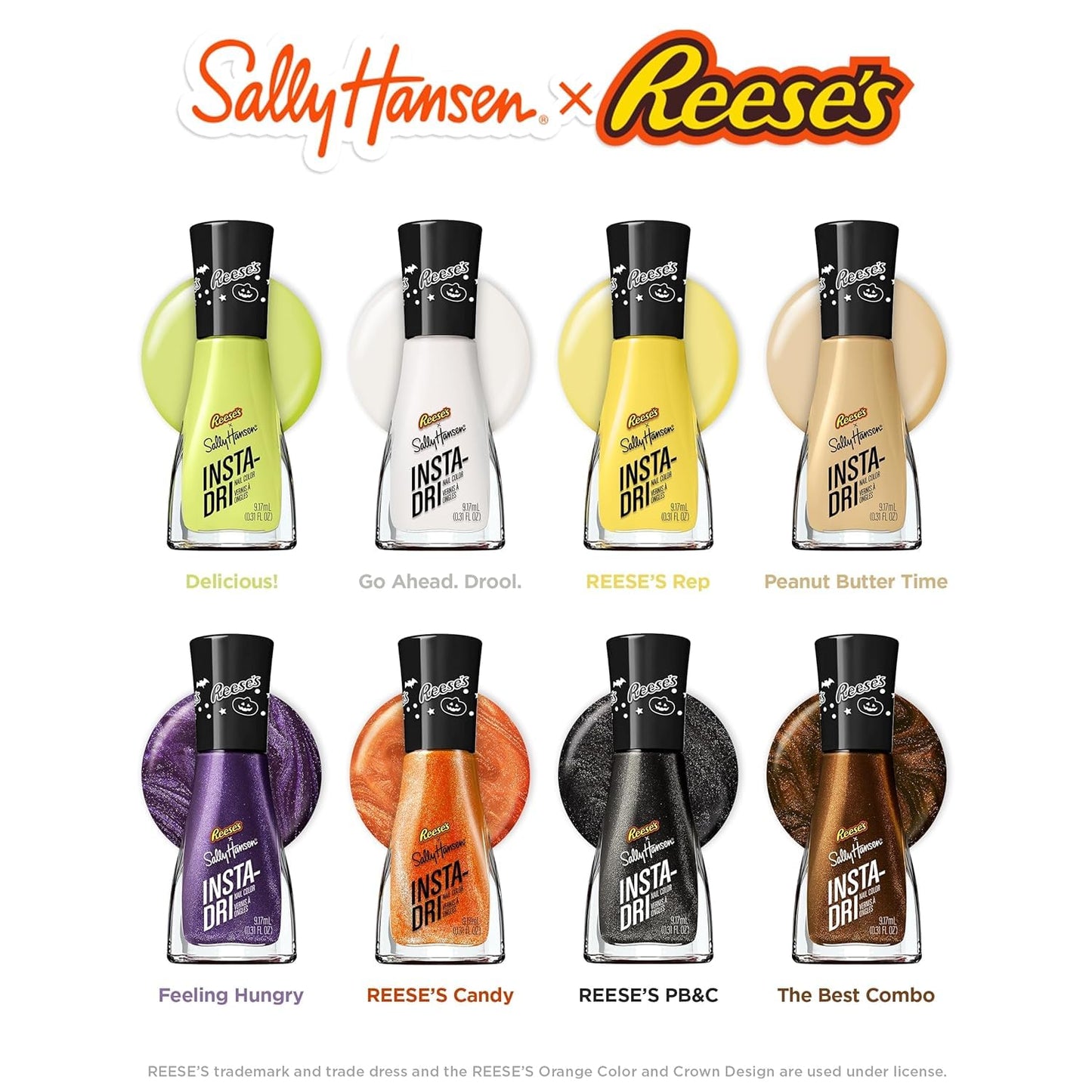 Sally Hansen Insta-Dri x Reese's, Reese's Candy, Quick Dry, Long Lasting, Opaque, Shimmery Orange Nail Polish