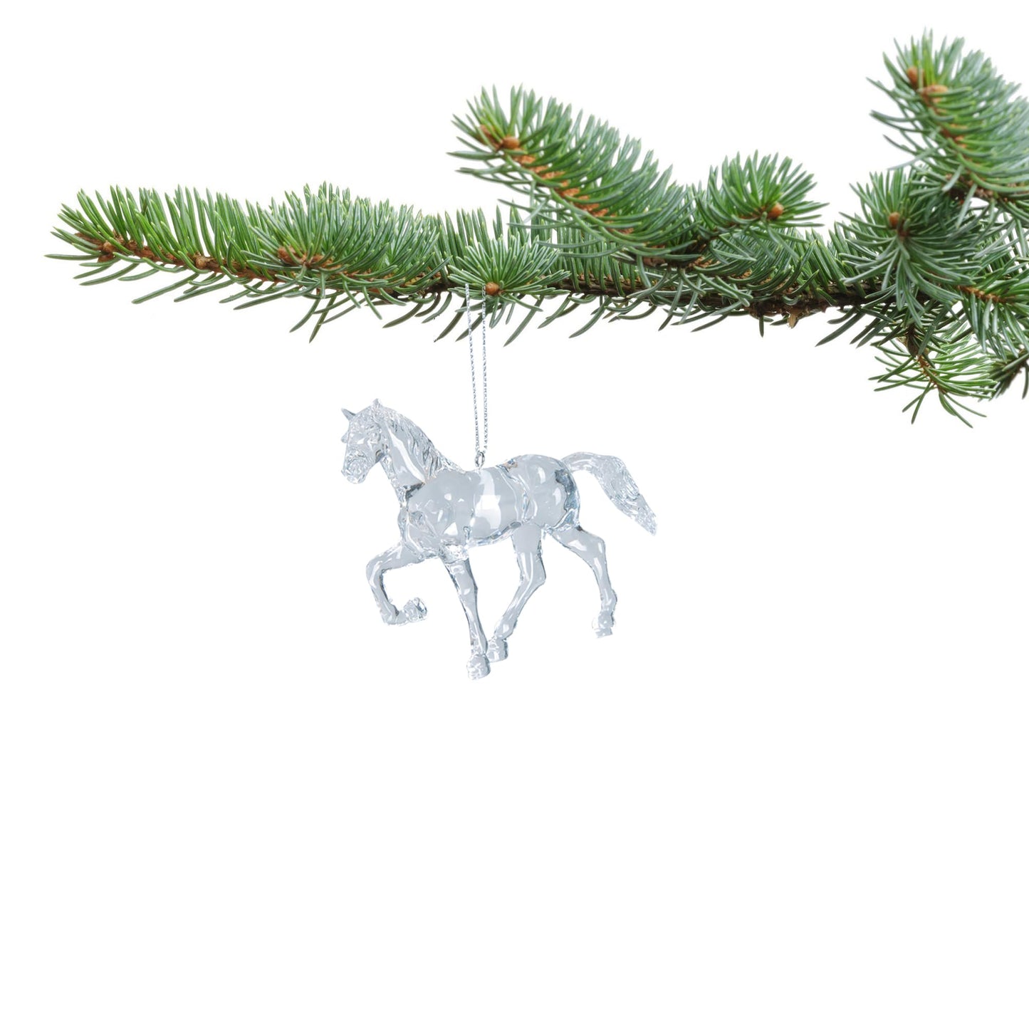 C&F Home Clear Crystal Acrylic Galloping Horse Small Christmas Tree Ornament 3.5" Xmas Festive Winter Holiday Hanging Artificial Real Tree Premium Luxury Elegant Equine Equestrian Decor Decoration