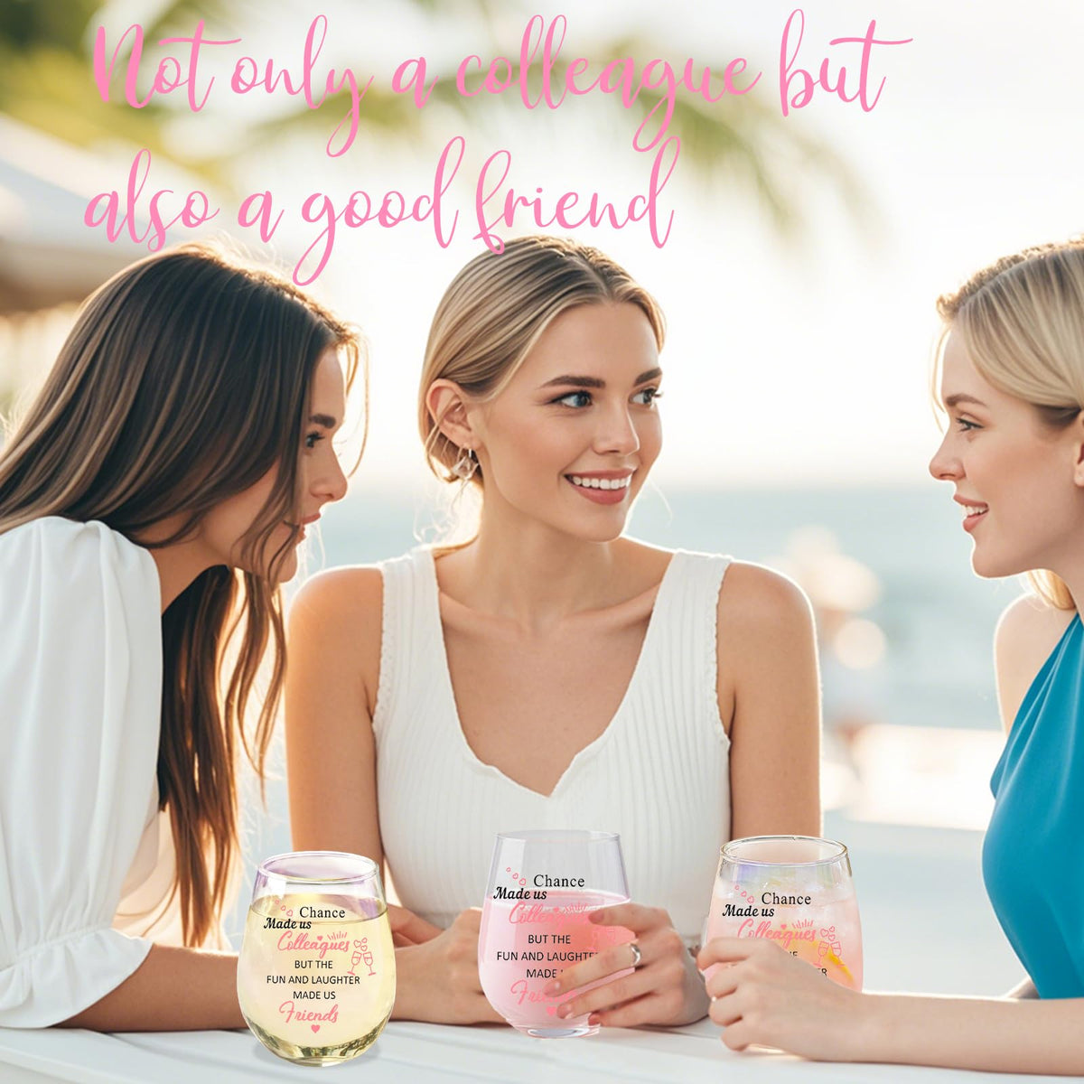 Yalucky Colleagues Iridescent Stemless Wine Glass Chance Made Us Colleagues Leaving Gifts for Coworkers Women Friends Personalised Leaving Thank You Retirement Gifts For Women 480ml (Colleague)