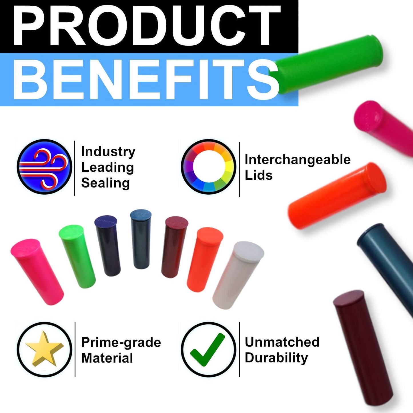 Alltrapod - Large Capacity, Fully Smell Proof, Water Proof Containers - Bundle of 6 (Red, Blue, Green, Pink, Purple, Orange)
