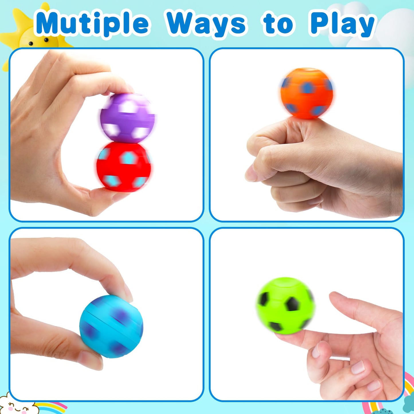 96PCS Fidget Spinner Soccer Balls Sports Birthday Party Favors Bulk for Kids 4-8 8-12 Halloween Goodie Treat Bag Stuffers Classroom Treasure Box Toys Carnival Prizes Pinata Fillers Mini Return Gifts