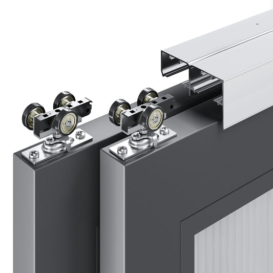 EaseLife 5.3FT/64in Bypass Double Sliding Pocket Door Hardware Kit,Commercial Grade,Aluminum,Bypassing Closet Doors Track for 2 Door System,Slide Smoothly Quietly,Easy Install,No Doors