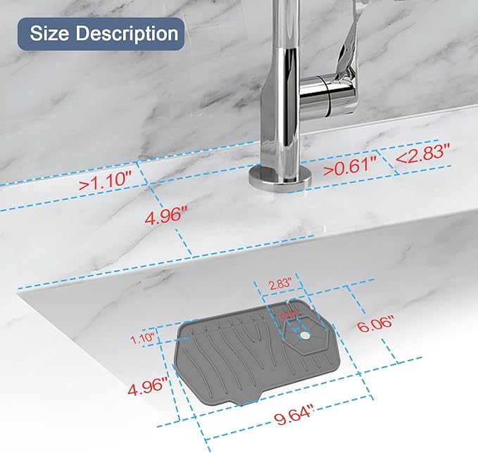 Sink Drain Mat - Unilateral Faucet Guard