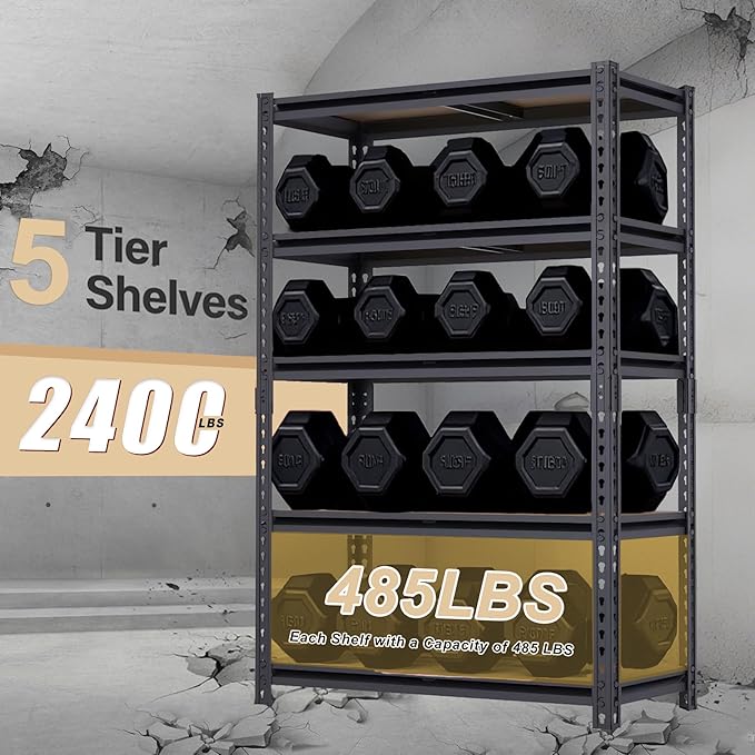 Garage Storage Shelves 72'',2400 LBS Garage Shelving Units, Storage Shelves Heavy Duty, Basement Shelving, Metal Shelving Units Free Standing