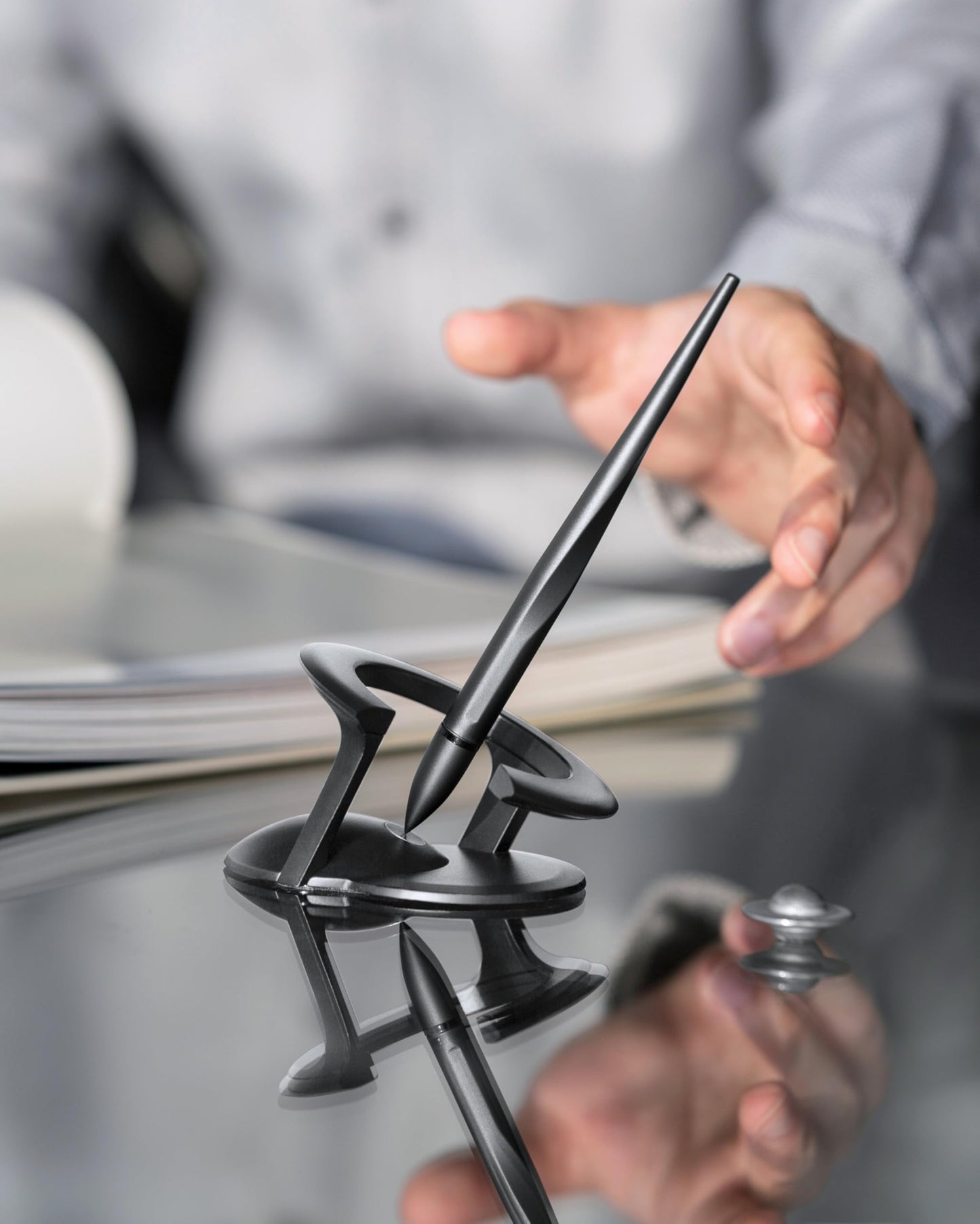 novium Hoverpen Interstellar - Space Black, Ballpoint Pen, Unique Conversational Starter, Premium Futuristic Design, Precision Flow Ink, German-engineered Ballpoint Cartridges