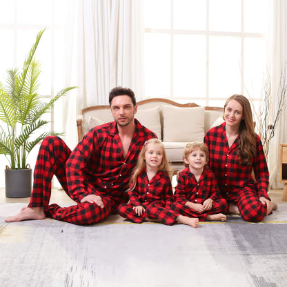 CARETOO Matching Family Pajamas Sets Long Sleeve Christmas Reindeer Plaid Pjs Striped Kids Holiday Sleepwear Homewear (Red, Medium/Women's)