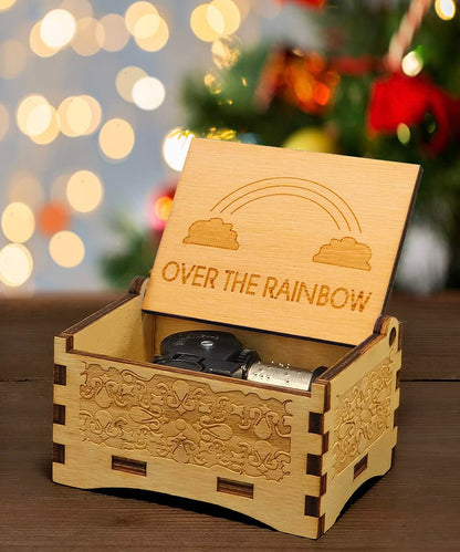 Sooharic Over The Rainbow Music Box, 18 Note Hand Cranked Mechanism, Unique Valentine/Birthday