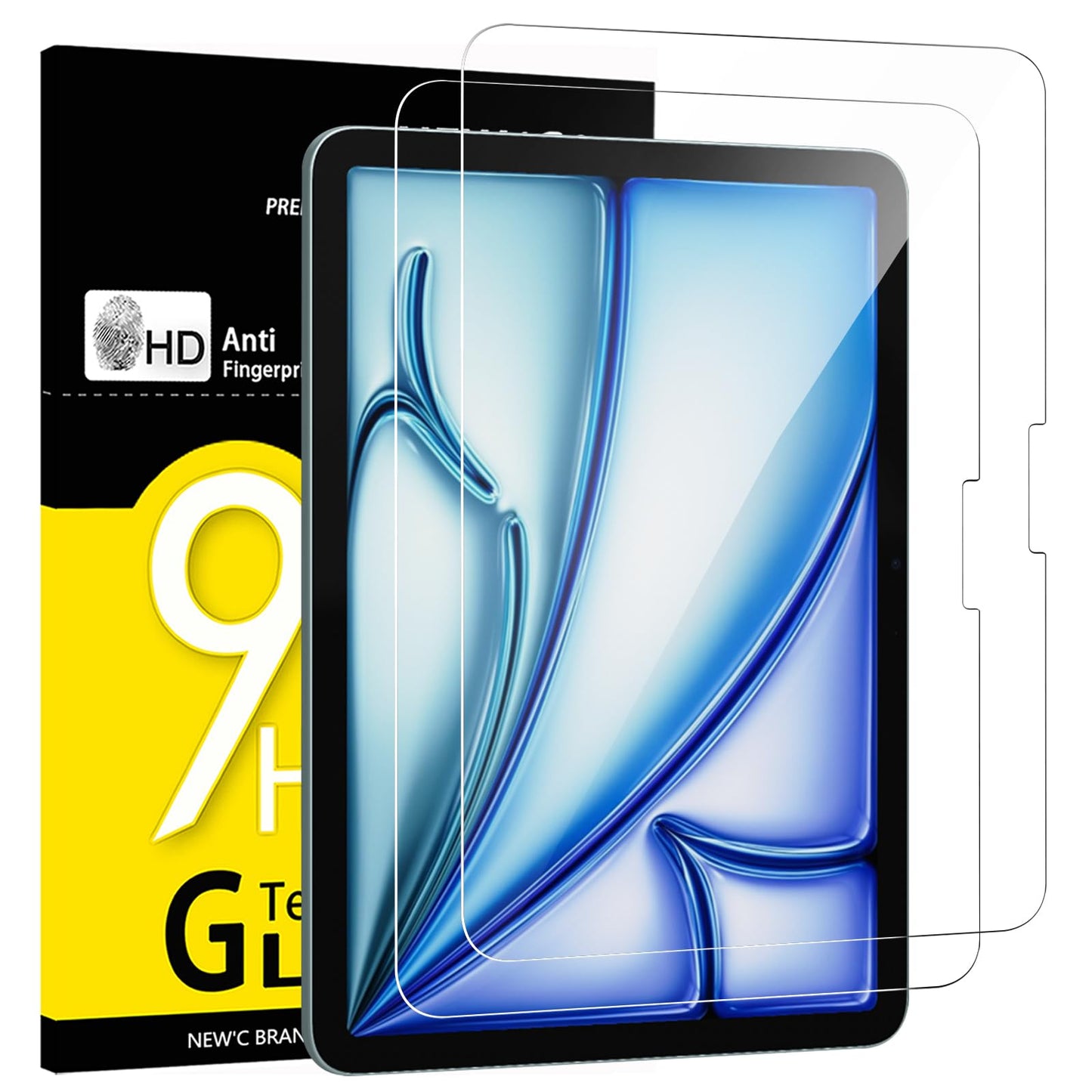NEW'C 2 Pack Designed for iPad (A16) 11th Generation 2025, iPad 10th Generation 10.9 inches 2022 Screen Protector Tempered Glass, Bubble Free, Ultra Resistant (Easy Installation Frame)