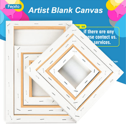 FEPITO 6 Set Blank Stretched Canvas Assorted Size Artist Canvas Multipack Canvases for Acrylic Oil Water Painting