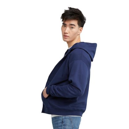 Hanes Mens Hoodie, Ecosmart Fleece Full-zip Zip-up Hooded Sweatshirt For Athletic-hoodies, Navy, Medium US