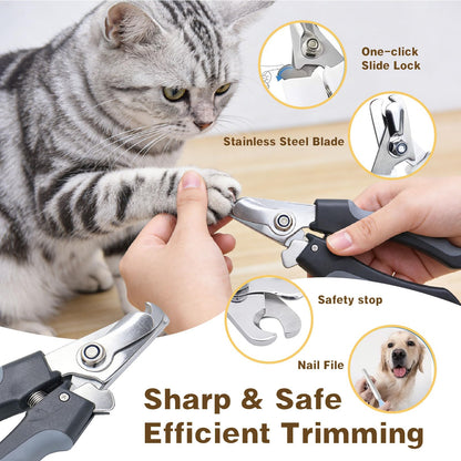 Pet Grooming Tools Kit for Dogs and Cats,8-in-One Home Pet Grooming Set,Includes Safety Scissors Set,Hair Removal Brush, Nail Clipper and File for Small Medium Large Dogs and Cats