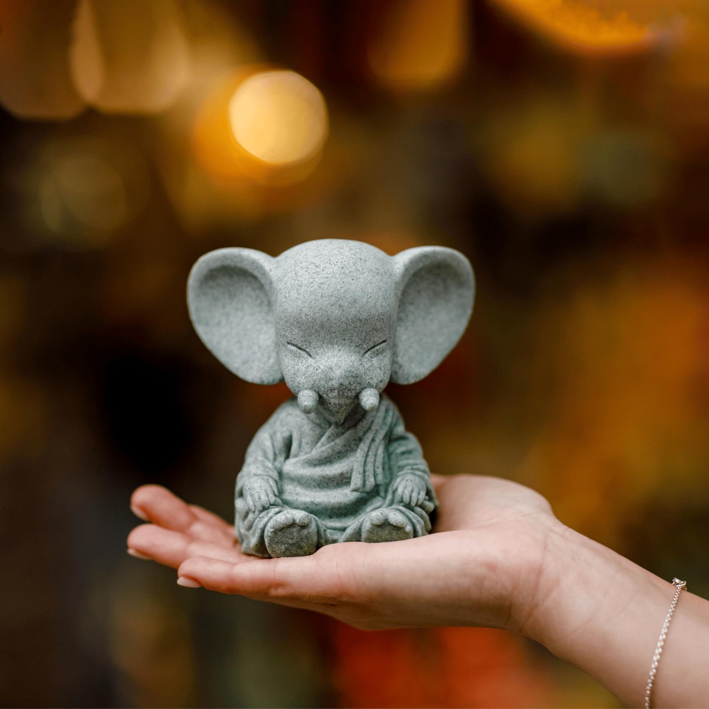 Adorable Sleeping Elephant Statue - Cute Meditating Sandstone Sculpture - Yoga Gift, Home Decor Figurine, Desk Decor (Ancient Sandstone)