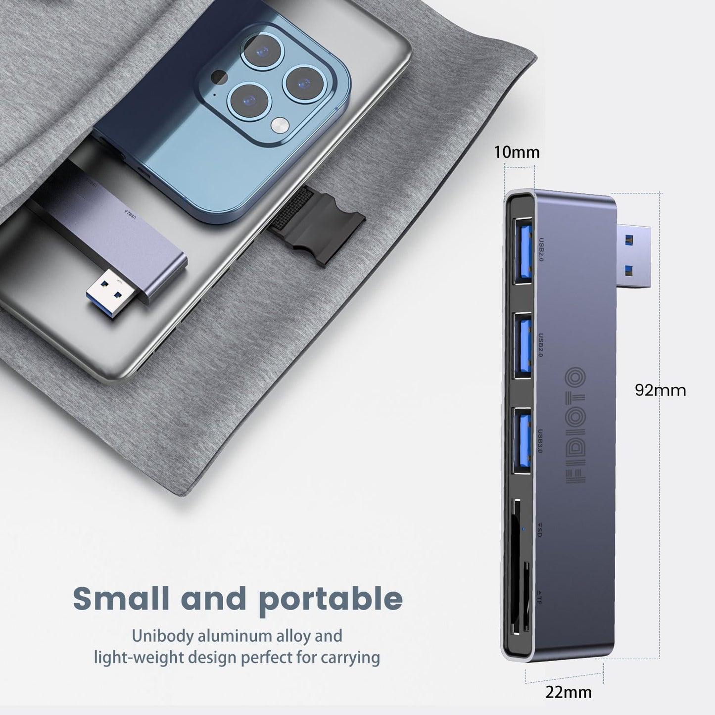 Fidioto USB Hub, 4-Port USB Splitter(1 * 3.0 Hub, 3 * 2.0 Hub) USB Splitter USB Expander for Laptop,Windows PC,Mac,Printer,Flash Drive,Mobile HDD, Notebook PC