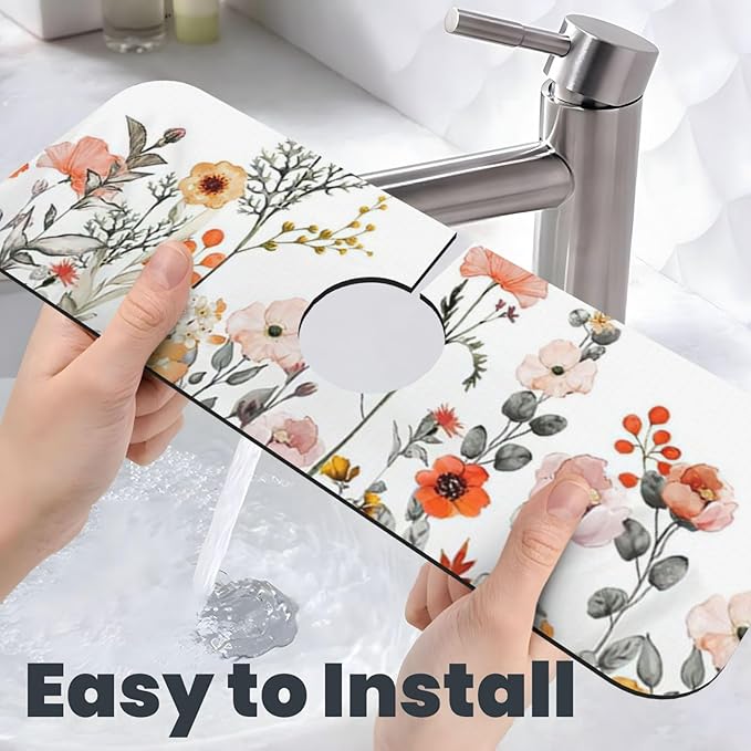 2Pcs Dish Drying Mats Faucet Mats Sets Large Size Coffee Mats Sink Faucet Mat