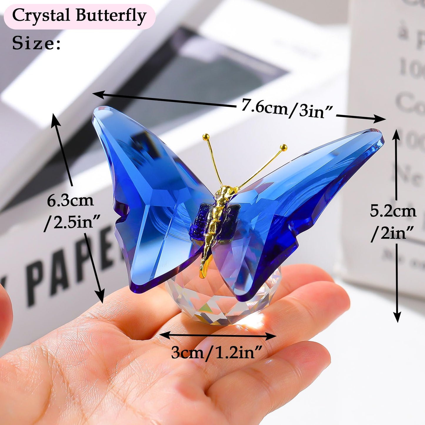 Movdyka Crystal Butterfly Gifts for Women Blue Glass Figurine Home Decor