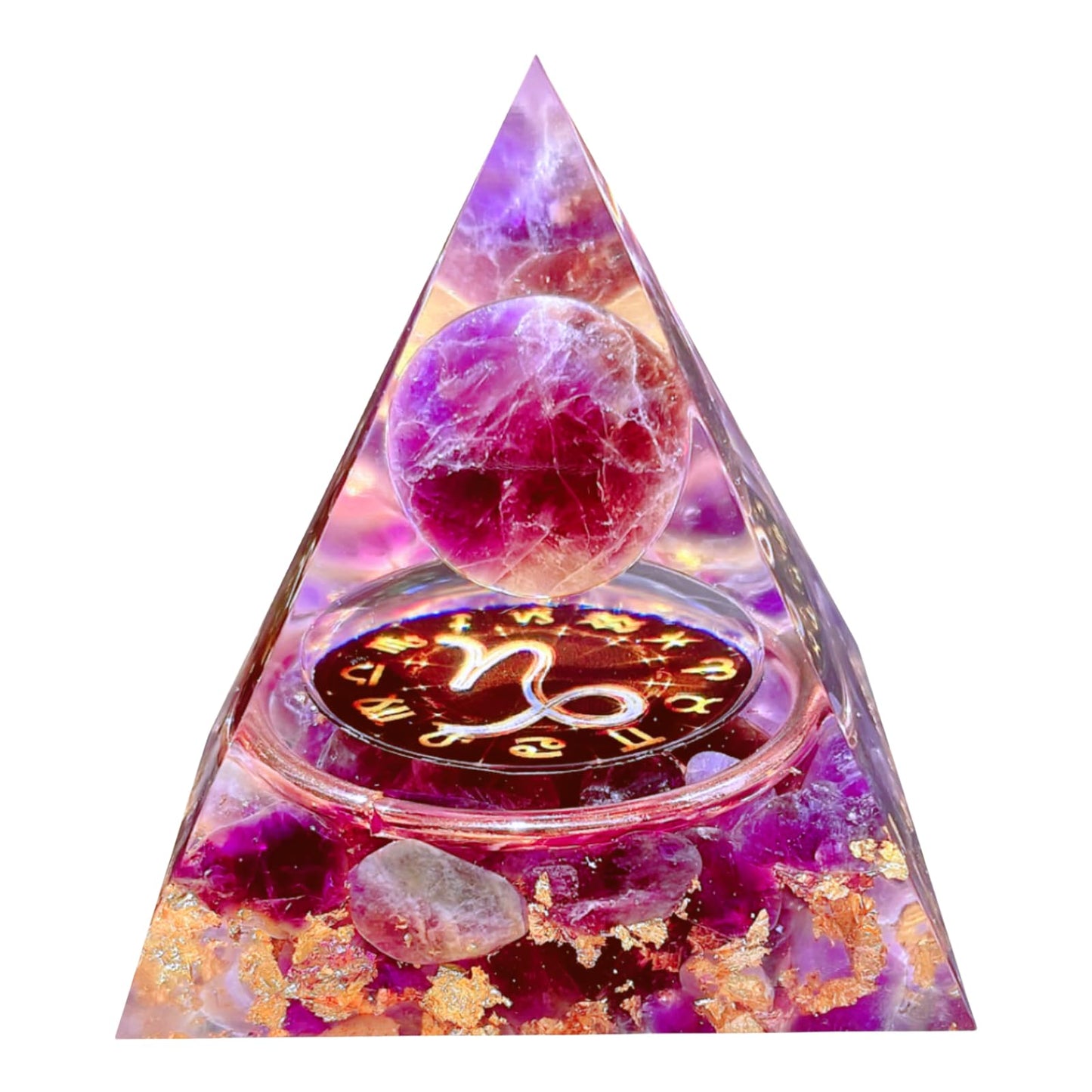 Saefheled Twelve Constellations Capricorn Orgone Pyramid, Natural Amethyst Orgonite Crystal Healing Pyramid for Protection Chakra, Unique Constellation Pyramid for Positive Energy, Money Health (6cm)
